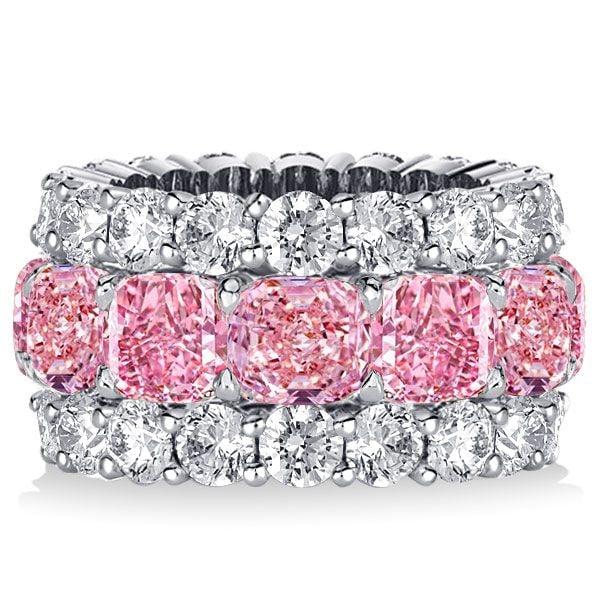 Affordable Cushion Cut Pink Wedding Band for Women in 925 Sterling Silver