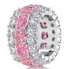 Affordable Cushion Cut Pink Wedding Band for Women in 925 Sterling Silver