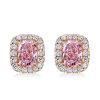 18K Gold Plated Cushion Cut Pink Stone Stud Earrings | Sterling Silver, 1.36 CT. TW.