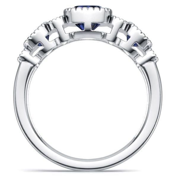 925 Sterling Silver Blue Sapphire Cushion Cut Half Eternity Band with Milgrain Bezel Setting