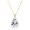 18K Gold Plated Sterling Silver Pear Cut Solitaire Pendant Necklace 2.25 CT. TW