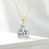 18K Gold Plated Sterling Silver Pear Cut Solitaire Pendant Necklace 2.25 CT. TW