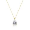 18K Gold Plated Sterling Silver Pear Cut Solitaire Pendant Necklace 2.25 CT. TW