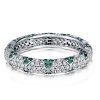Elegant Green Sapphire Wedding Band in Rhodium Plated Sterling Silver