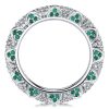 Elegant Green Sapphire Wedding Band in Rhodium Plated Sterling Silver