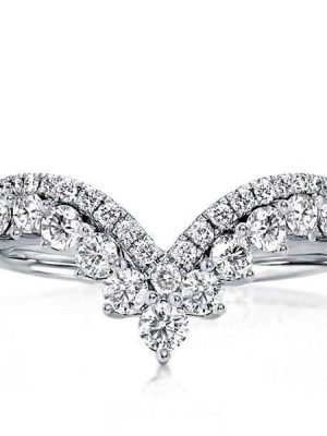 V-Shape Sterling Silver Wedding Band for Women - 1.98 CT. TW.