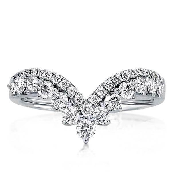 V-Shape Sterling Silver Wedding Band for Women - 1.98 CT. TW.