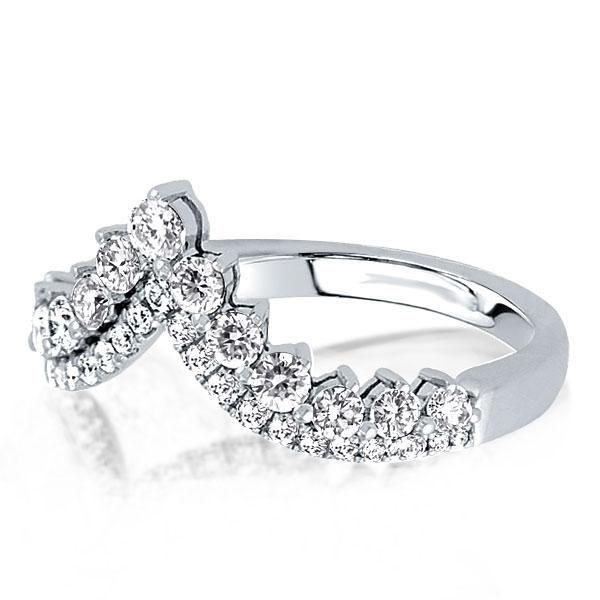 V-Shape Sterling Silver Wedding Band for Women - 1.98 CT. TW.