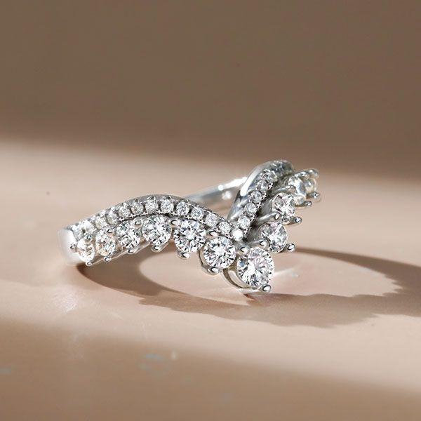 V-Shape Sterling Silver Wedding Band for Women - 1.98 CT. TW.