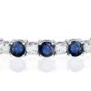 Women's Round Cut White and Blue Sapphire Tennis Bracelet in Sterling Silver