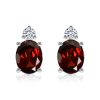 Oval Cut Garnet Stud Earrings in Sterling Silver (Rhodium Plated)