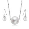 White Pearl Jewelry Set - 925 Sterling Silver Necklace & Earrings