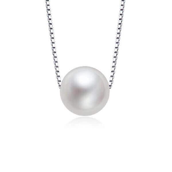 White Pearl Jewelry Set - 925 Sterling Silver Necklace & Earrings