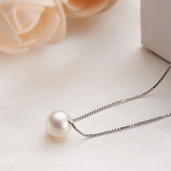 White Pearl Jewelry Set - 925 Sterling Silver Necklace & Earrings
