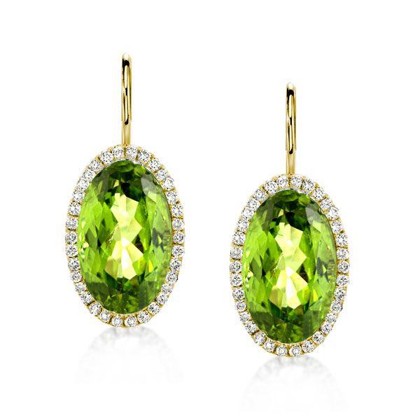 Golden Halo Peridot Drop Earrings - 18K Gold Plated Sterling Silver