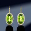 Golden Halo Peridot Drop Earrings - 18K Gold Plated Sterling Silver