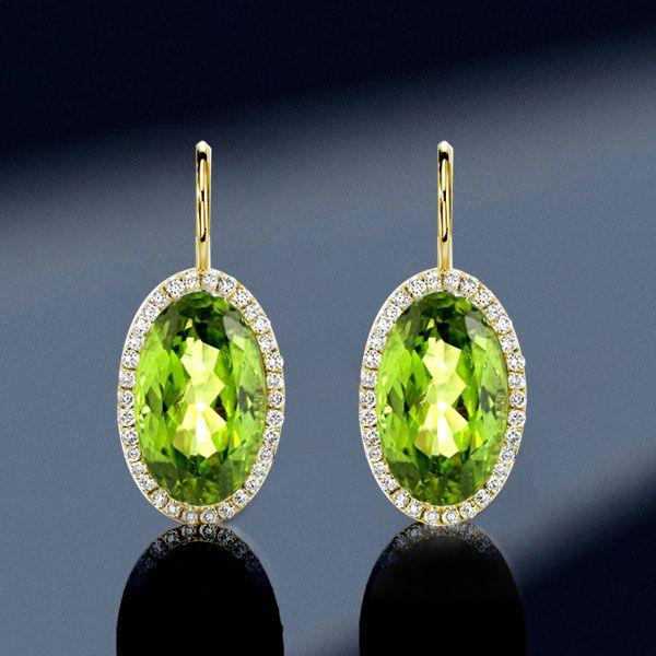 Golden Halo Peridot Drop Earrings - 18K Gold Plated Sterling Silver