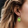 Golden Halo Peridot Drop Earrings - 18K Gold Plated Sterling Silver