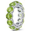 Peridot Eternity Wedding Band - 925 Sterling Silver, Round Cut, 7.95 CTW