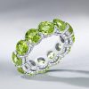 Peridot Eternity Wedding Band - 925 Sterling Silver, Round Cut, 7.95 CTW