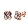 Rose Gold Clover Stud Earrings with Created White Sapphires