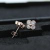 Rose Gold Clover Stud Earrings with Created White Sapphires
