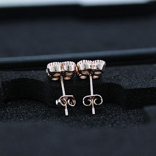 Rose Gold Clover Stud Earrings with Created White Sapphires
