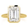 Emerald Cut 3-Piece Wedding Ring Set with Golden Bezel Setting