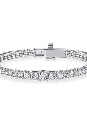 Sterling Silver Round Cut Cubic Zirconia Tennis Bracelet for Women - Eternity Style
