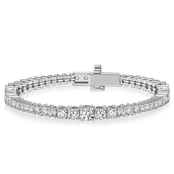 Sterling Silver Round Cut Cubic Zirconia Tennis Bracelet for Women - Eternity Style