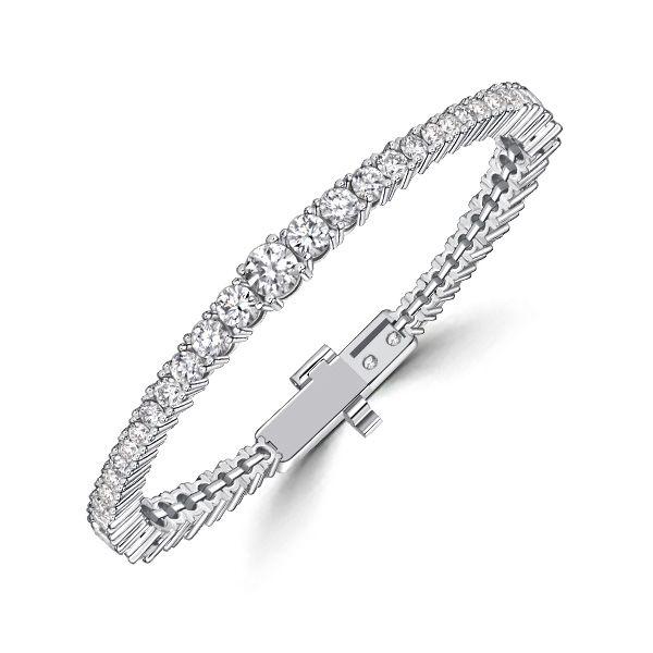 Sterling Silver Round Cut Cubic Zirconia Tennis Bracelet for Women - Eternity Style