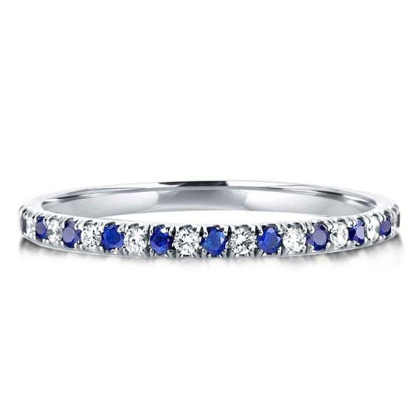 Sterling Silver Round Cut Wedding Band 1.50 CT. TW. Blue and White Stones