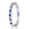 Sterling Silver Round Cut Wedding Band 1.50 CT. TW. Blue and White Stones