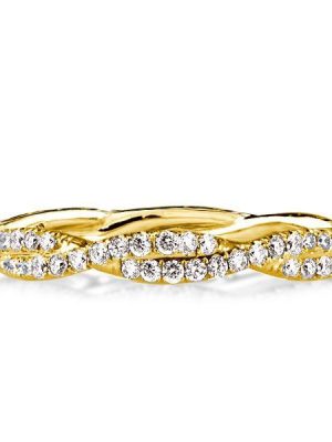 Golden Twist Wedding Band - 1.25 Carat Total Weight - 18K Gold Plated Sterling Silver