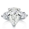 Pear Cut Three Stone Ring - Sterling Silver - Simulated Diamond