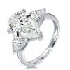 Pear Cut Three Stone Ring - Sterling Silver - Simulated Diamond