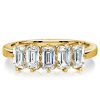 Emerald Cut Five Stone Wedding Band for Women - Sterling Silver