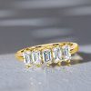 Emerald Cut Five Stone Wedding Band for Women - Sterling Silver