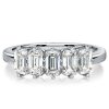 Emerald Cut Five Stone Wedding Band for Women - Sterling Silver