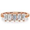 Emerald Cut Five Stone Wedding Band for Women - Sterling Silver