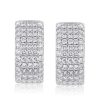 Rhodium Plated Sterling Silver Pave Hoop Earrings for Women 14mm