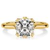 Cushion Cut Engagement Ring - 18K Gold Plated Sterling Silver - Claw Prong Vintage Style