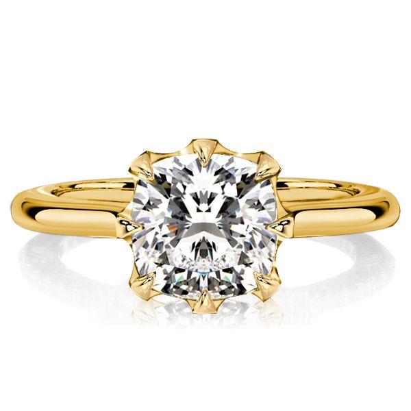 Cushion Cut Engagement Ring - 18K Gold Plated Sterling Silver - Claw Prong Vintage Style