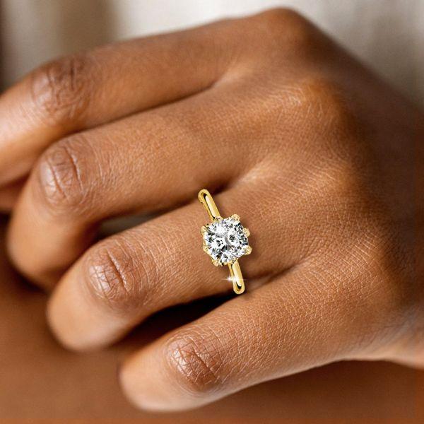 Cushion Cut Engagement Ring - 18K Gold Plated Sterling Silver - Claw Prong Vintage Style