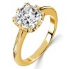 Cushion Cut Engagement Ring - 18K Gold Plated Sterling Silver - Claw Prong Vintage Style