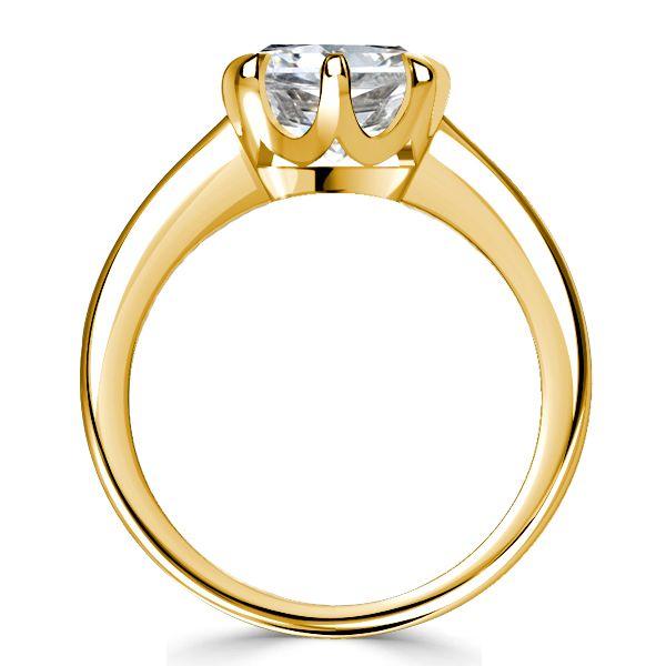 Cushion Cut Engagement Ring - 18K Gold Plated Sterling Silver - Claw Prong Vintage Style