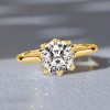 Cushion Cut Engagement Ring - 18K Gold Plated Sterling Silver - Claw Prong Vintage Style