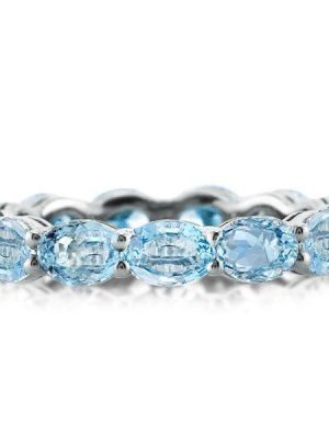 Aquamarine Sterling Silver Ring for Women | 4.35 CT. TW. Wedding & Anniversary Band