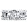 Triple Row Round & Pear Cut Stackable Ring Set - 925 Sterling Silver, 2.29 CT. TW.