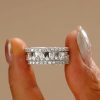 Triple Row Round & Pear Cut Stackable Ring Set - 925 Sterling Silver, 2.29 CT. TW.